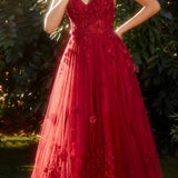 Andrea & Leo A1326 Long Tulle A-Line Floral Applique Gown