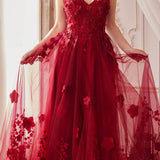 Andrea & Leo A1326 Long Tulle A-Line Floral Applique Gown
