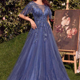 Andrea & Leo A1351 Embellished Lace Layered Tulle Ball Gown