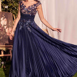 Andrea & Leo A1355 Dress Pleated Satin & Embellished A-Line Gown