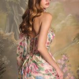 Andrea & Leo A1425 Long A-Line Strapless Corset Bodice Floral Print Gown