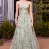Andrea & Leo A1446 Dress Floral Lace Gown With A Cape