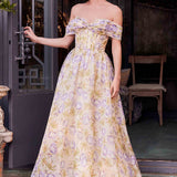 Andrea & Leo A1466 Dress Floral Printed Off The Shoulder A-Line Gown