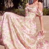 Andrea & Leo A1466 Dress Floral Printed Off The Shoulder A-Line Gown