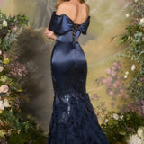 Andrea & Leo A1482 Luxe Satin Off the Shoulder Mermaid Gown