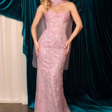 Andrea & Leo A1484 Fitted Gown Strapless Sweetheart Embroidered Floral Motif