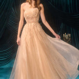 Andrea & Leo A1491 Boned Asymmetrical Sequin Bodice A-Line Formal Dress