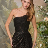 Andrea & Leo A1497 Strapless Floor Length Lace Overlay Formal Gown