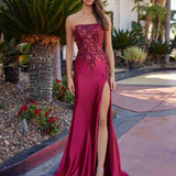 Nox Anabel A1743 Fitted Stretch Satin Sequin Applique Prom Gown