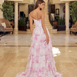 Nox Anabel A1752 Flowy Strapless A-Line Ruffled Layered Chiffon Prom Gown