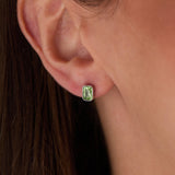 August Emerald-Cut Birthstone Stud Earrings