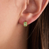 August Emerald-Cut Birthstone Stud Earrings