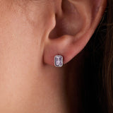 June Emerald-Cut Birthstone Stud Earrings