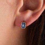 September Emerald-Cut Birthstone Stud Earrings