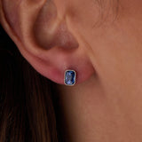 September Emerald-Cut Birthstone Stud Earrings