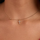 Cross Delicate Pave Crystal Pendant Necklace