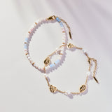 Seashell & Pearl Inline Charm Anklet
