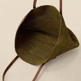 Handwoven Raffia Tote Bag With Leather Handles