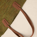 Handwoven Raffia Tote Bag With Leather Handles