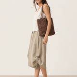 Handwoven Raffia Floral Pattern Tote Bag