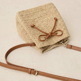 Mini Handwoven Raffia Drawstring Crossbody Bag