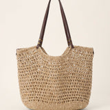 Linen-Cotton Open-Weave Tote Bag With Zip Pouch