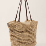 Linen-Cotton Open-Weave Tote Bag With Zip Pouch
