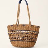 Handwoven Paper Straw Open-Weave Tote Bag