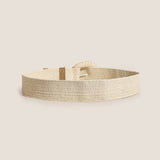 Natural Woven Straw Belt With Square Buckle