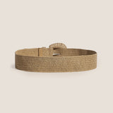 Natural Woven Straw Belt With Square Buckle