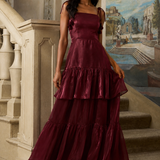 BORDEAUX BLOOM WOVEN MAXI DRESS