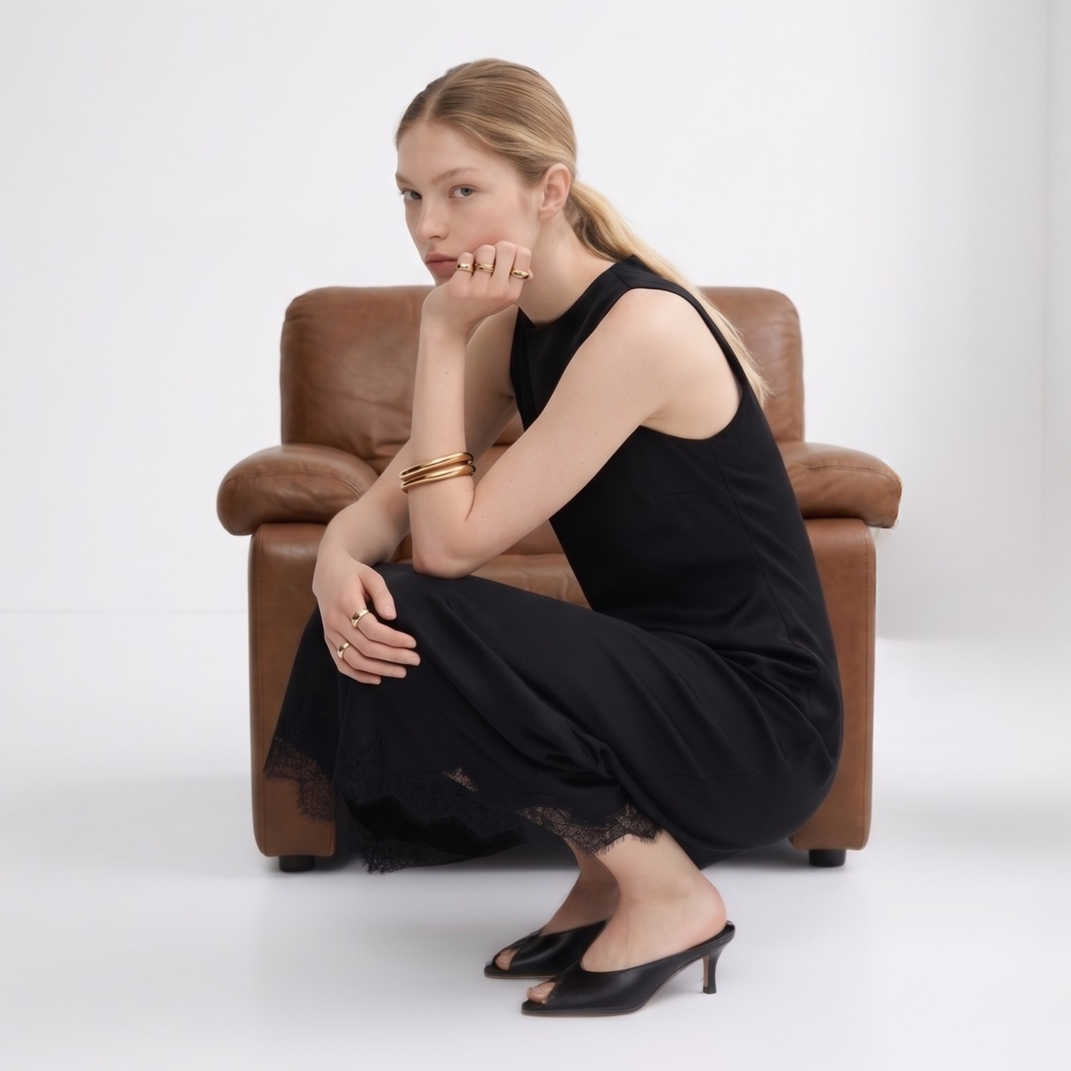 Audrey II Peeptoe Leather Mule