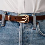 Modern Saddle Belt in Warm Truffle