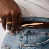 Modern Saddle Belt in Warm Truffle