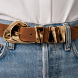 Modern Western Belt in Mocha