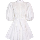 BROMELIA DRESS MINI IN EMBROIDERY GARDEN OFF WHITE
