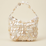 Luxe Handcrafted Mother of Pearl Disc Clutch for Special Occassion & Summer Vacations