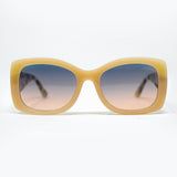 Beige Oversized Oval Sunglasses in Acetate
