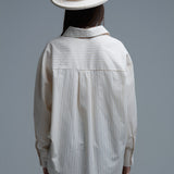 Beige Relaxed Striped Shirt With Heart Seam Detail
