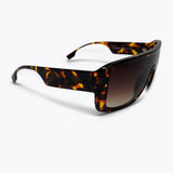 Brown Tortoise Shell Acetate Wide Shield Frame Sunglasses
