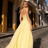 Nox Anabel C1462 Long A-Line Flowy Chiffon Embroidered Lace Dress