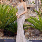 Nox Anabel C1833 Strapless Beaded Gown With Peaked Neckline Prom Gown