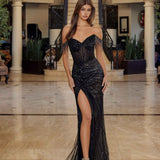 Nox Anabel C1850 Off Shoulder Fully Beaded Fitted Prom Gown
