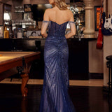 Nox Anabel C1850 Off Shoulder Fully Beaded Fitted Prom Gown