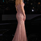 Ladivine CC341 Beaded Off The Shoulder Fit & Flare Gown