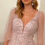 Cinderella Divine CD0182 Glitter Tulle A-Line Formal Dress