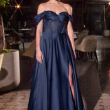 Ladivine CD297 Dress Strapless Beaded Satin A-Line Prom Gown