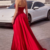 Ladivine CD297 Dress Strapless Beaded Satin A-Line Prom Gown
