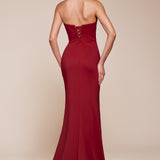 Ladivine CD355 Long Strapless Chiffon Scoop Neck Gown