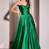 Ladivine CD378 Dress Strapless Satin A-Line Gown